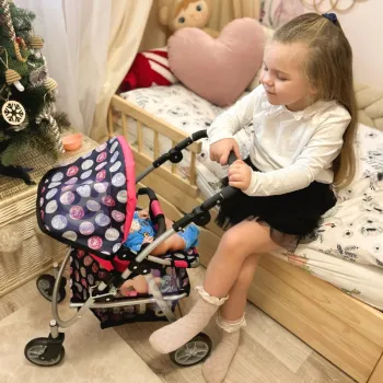 WOOPIE ROYAL Wózek dla Lalek Regulowane Siedzisko 4 Koła