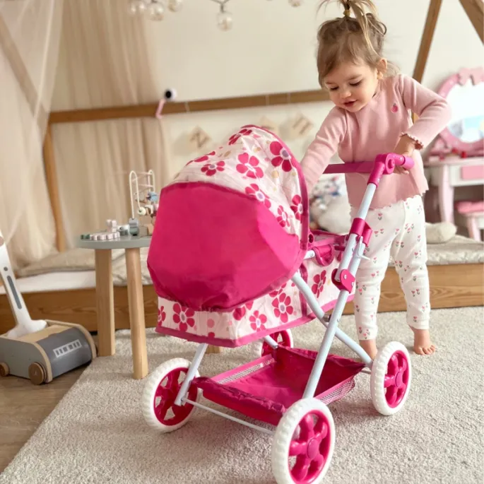 Bezpieczny wózek lalek z stabilną konstrukcją