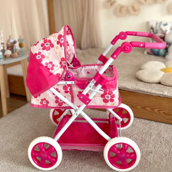 Funkcjonalny wózek dla lalek z składanym daszkiem