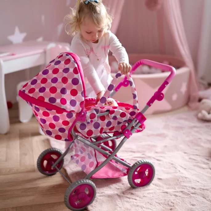Stylowy wózek dla lalek z regulowaną rączką
