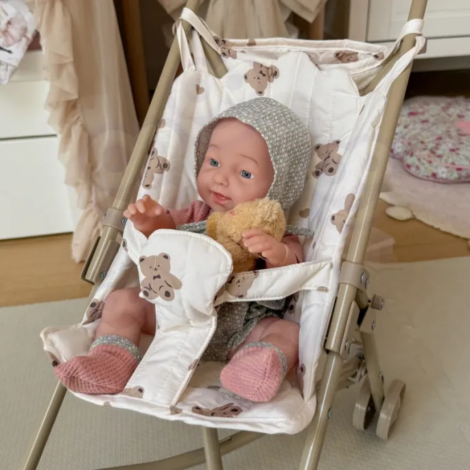 Miękkie siedzisko wózka dla lalek z uroczym wzorem