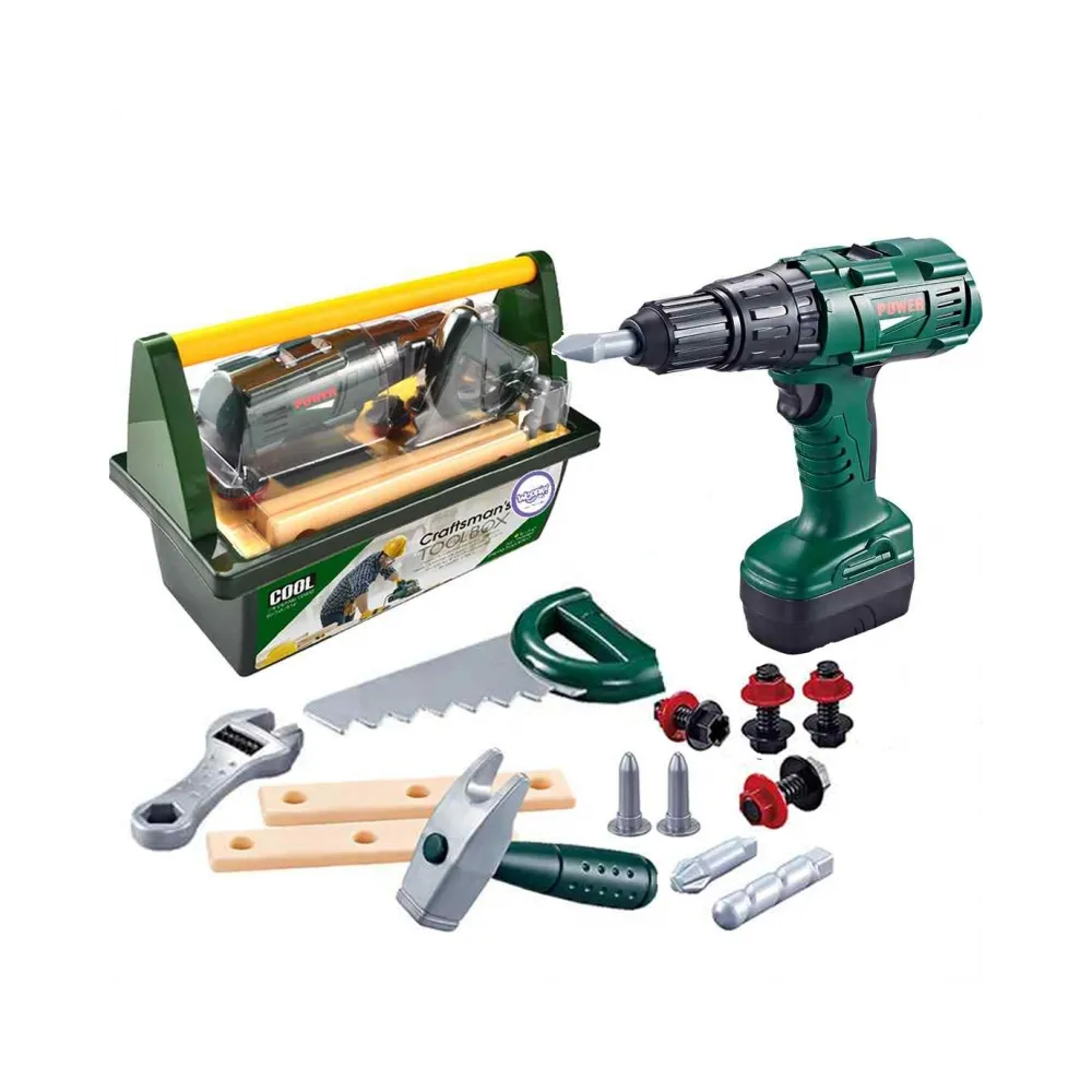 WOOPIE Duża Skrzynka z Narzędziami dla Dzieci Zestaw Majsterkowicza Wkrętarko-Wiertarka 15 el.