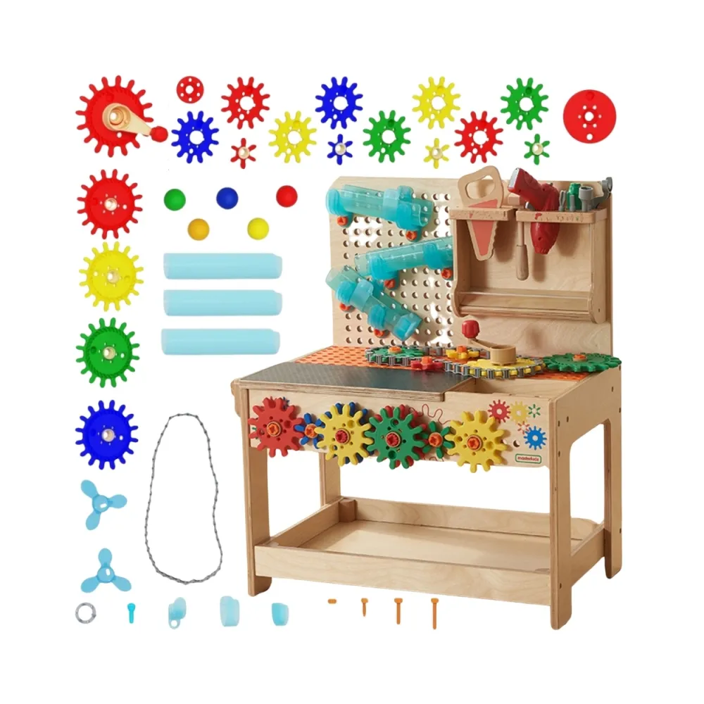 MASTERKIDZ Drewniany Warsztat Montessori STEM z Narzędziami + Akcesoria