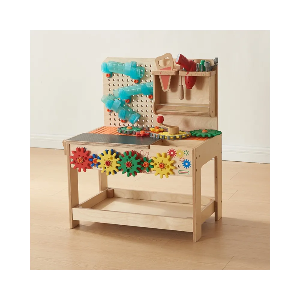 MASTERKIDZ Drewniany Warsztat Montessori STEM z Narzędziami + Akcesoria