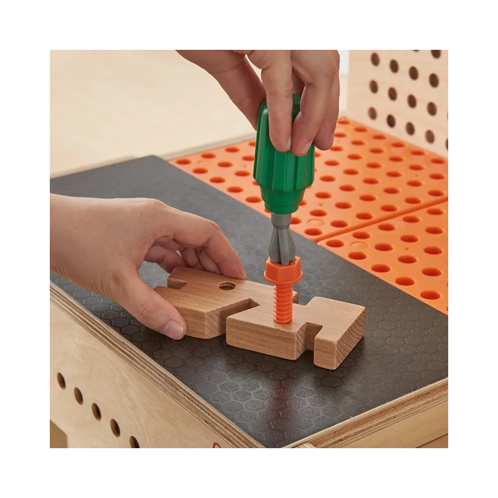 MASTERKIDZ Drewniany Warsztat Montessori STEM z Narzędziami + Akcesoria