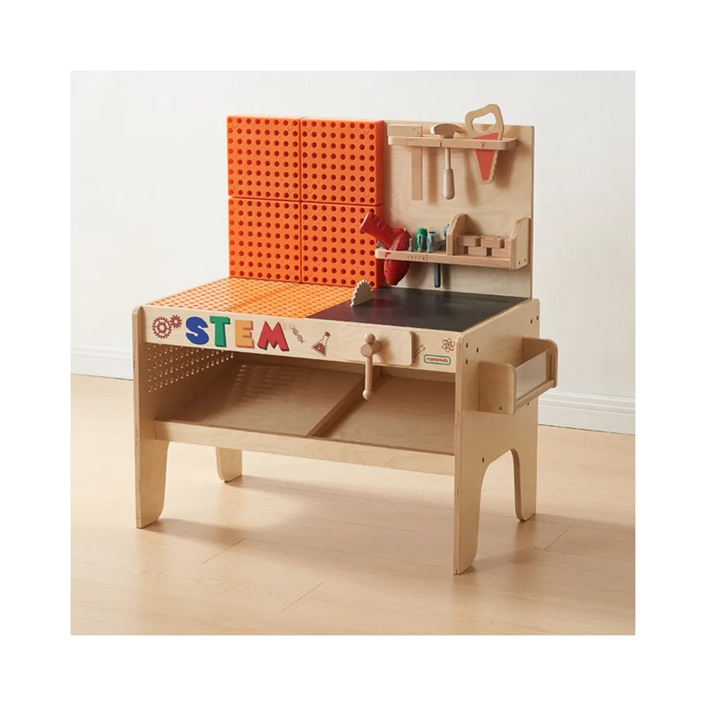 MASTERKIDZ Drewniany Warsztat XXL Montessori STEM z Narzędziami + Akcesoria