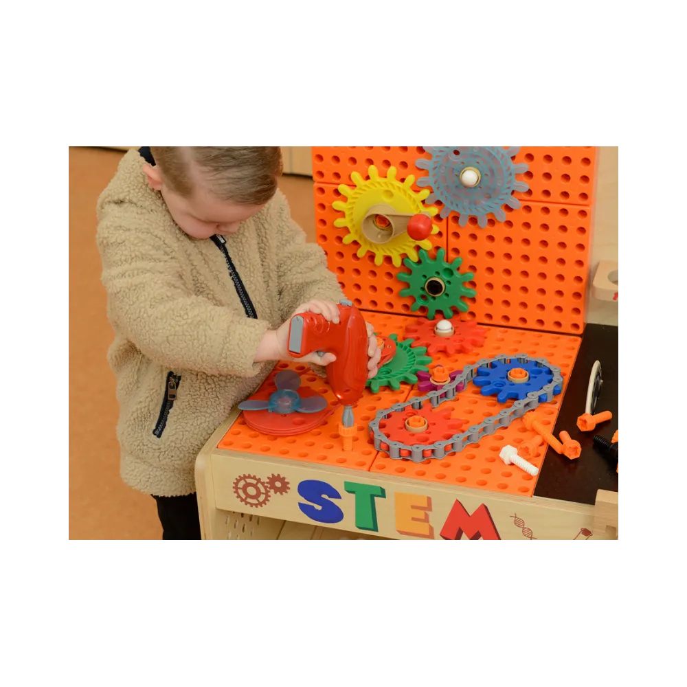 MASTERKIDZ Drewniany Warsztat XXL Montessori STEM z Narzędziami + Akcesoria