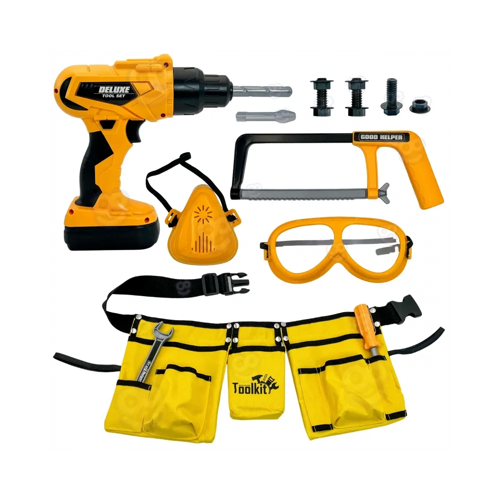 WOOPIE Zestaw Narzędzi Małego Majsterkowicza Gogle Wkrętarka Pas Na Narzędzia 16el.