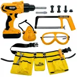 WOOPIE Zestaw Narzędzi Małego Majsterkowicza Gogle Wkrętarka Pas Na Narzędzia 16el.