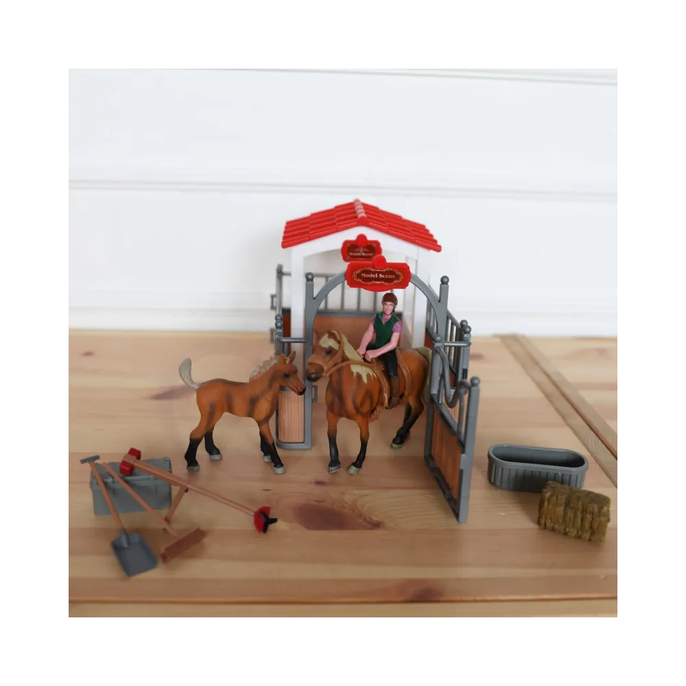 WOOPIE Zestaw Stajnia Zagroda dla Koni Figurki 18 el.