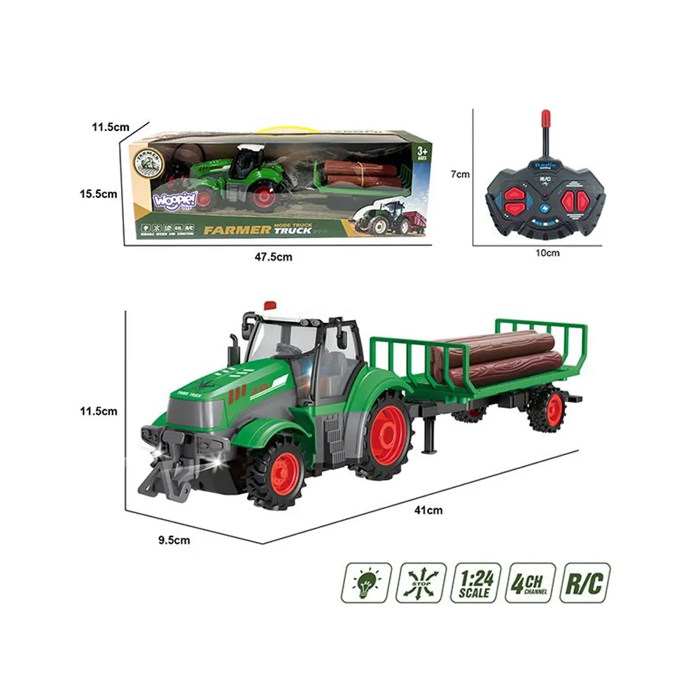 WOOPIE Traktor z Przyczepą na Pilota Sterowany RC - Skala 1:24