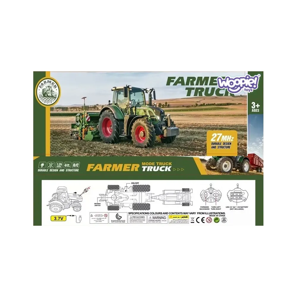 WOOPIE Traktor z Przyczepą na Pilota Sterowany RC - Skala 1:24