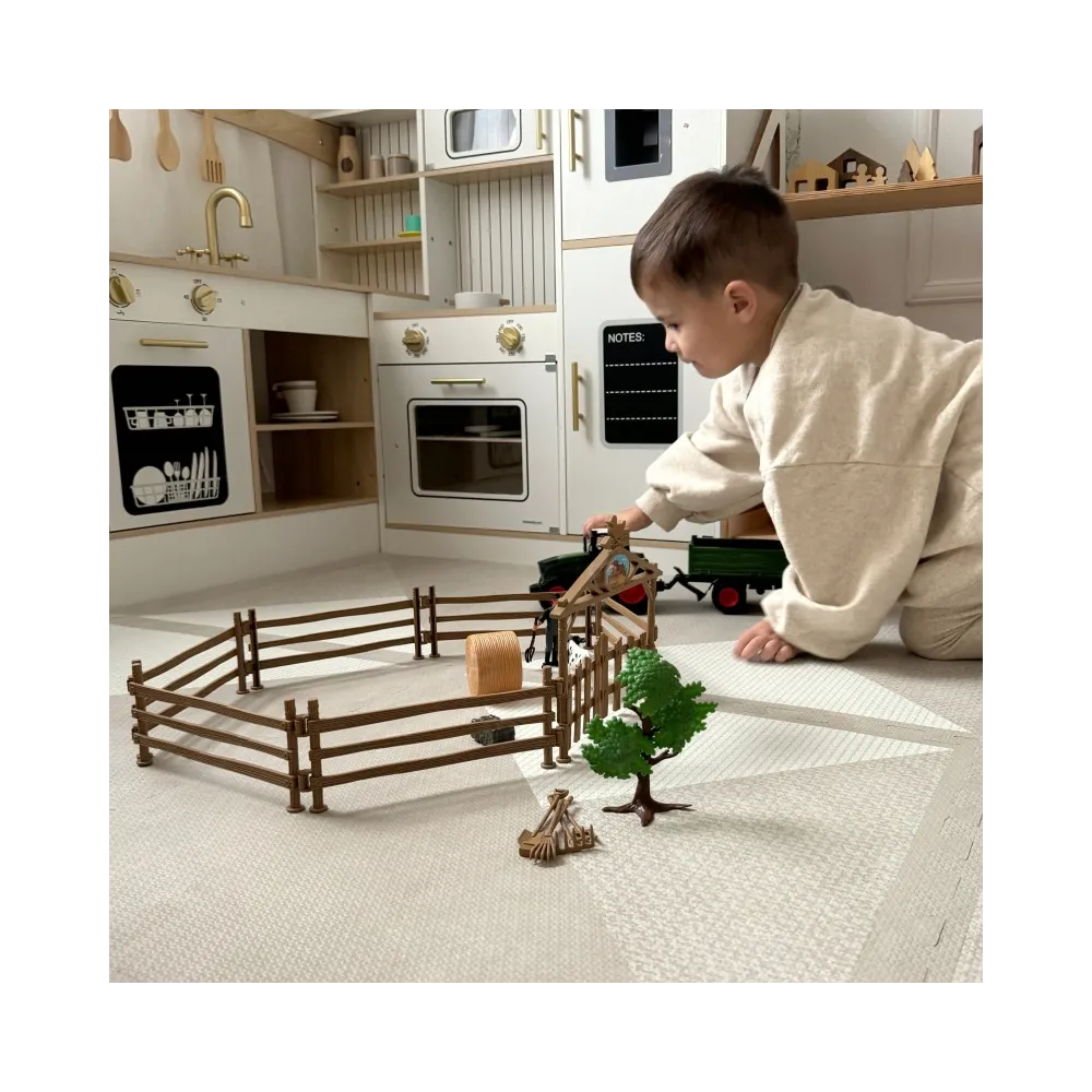 WOOPIE Zestaw Mini Farma Traktor Zwierzęta Osada Farma Rolnik 1:24