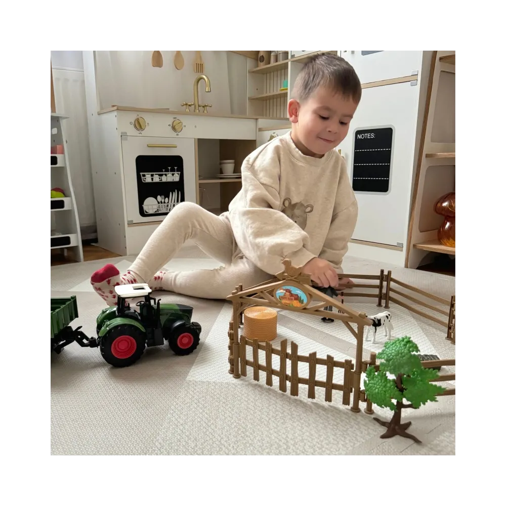 WOOPIE Zestaw Mini Farma Traktor Zwierzęta Osada Farma Rolnik 1:24