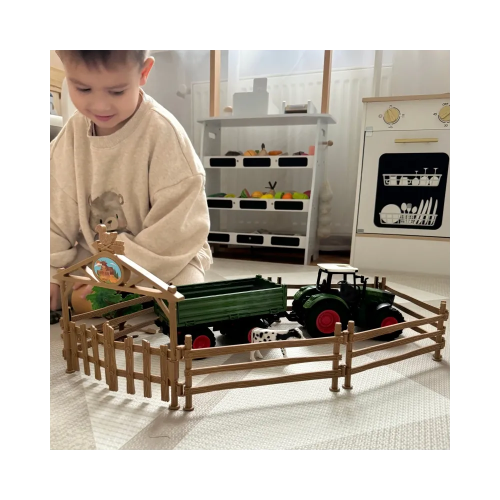 WOOPIE Zestaw Mini Farma Traktor Zwierzęta Osada Farma Rolnik 1:24