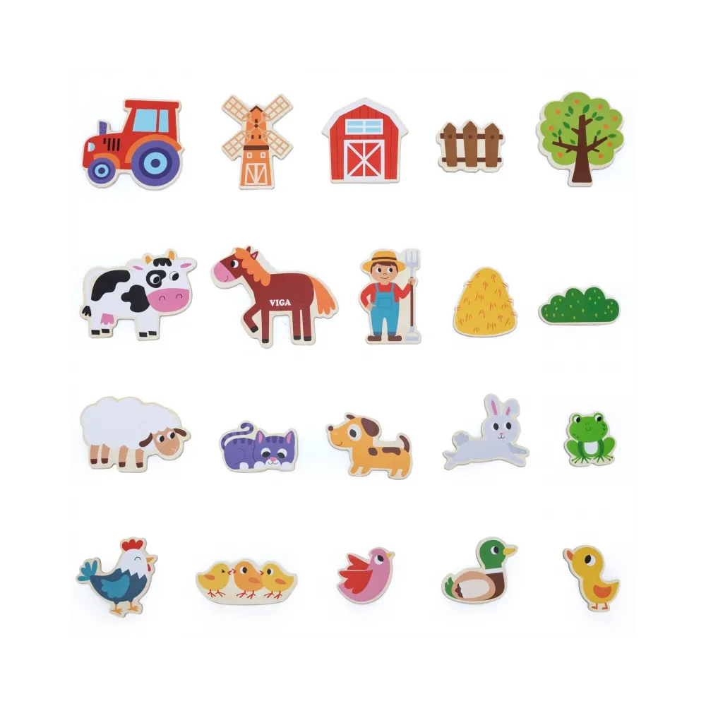 VIGA Magnetyczni Przyjaciele z Farmy 20 szt. Magnesów – Kreatywna Zabawa z Wiejskimi Zwierzątkami