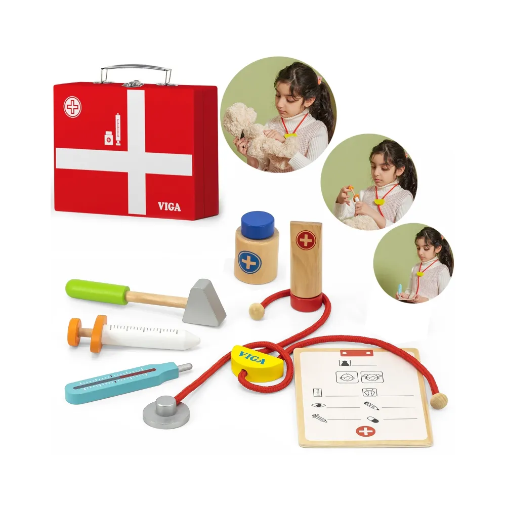 VIGA Drewniany zestaw małego lekarza w walizce