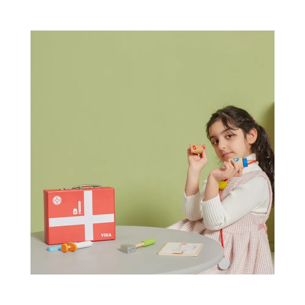 VIGA Drewniany zestaw małego lekarza w walizce
