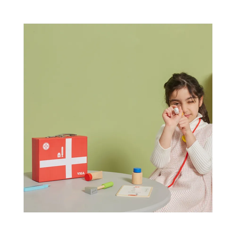 VIGA Drewniany zestaw małego lekarza w walizce