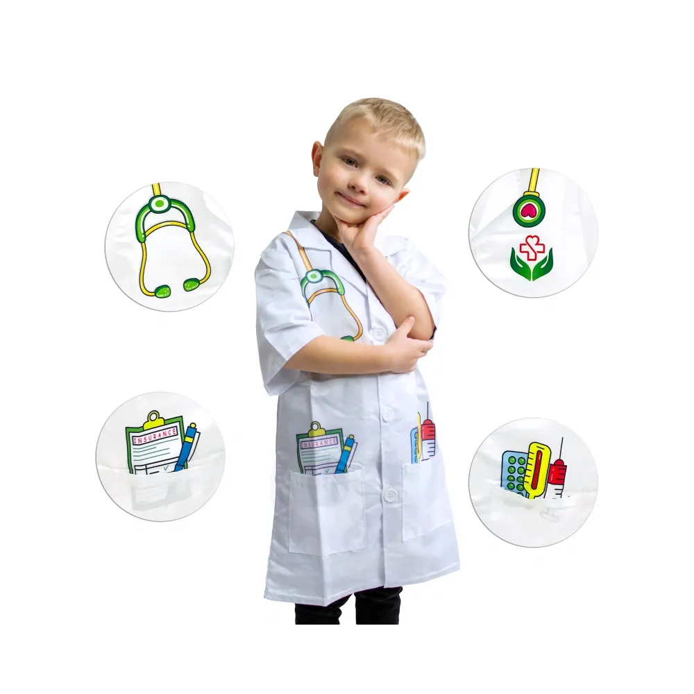 WOOPIE Strój Fartuch Lekarza Doktora Ubranko dla Dzieci do ok. 120 cm