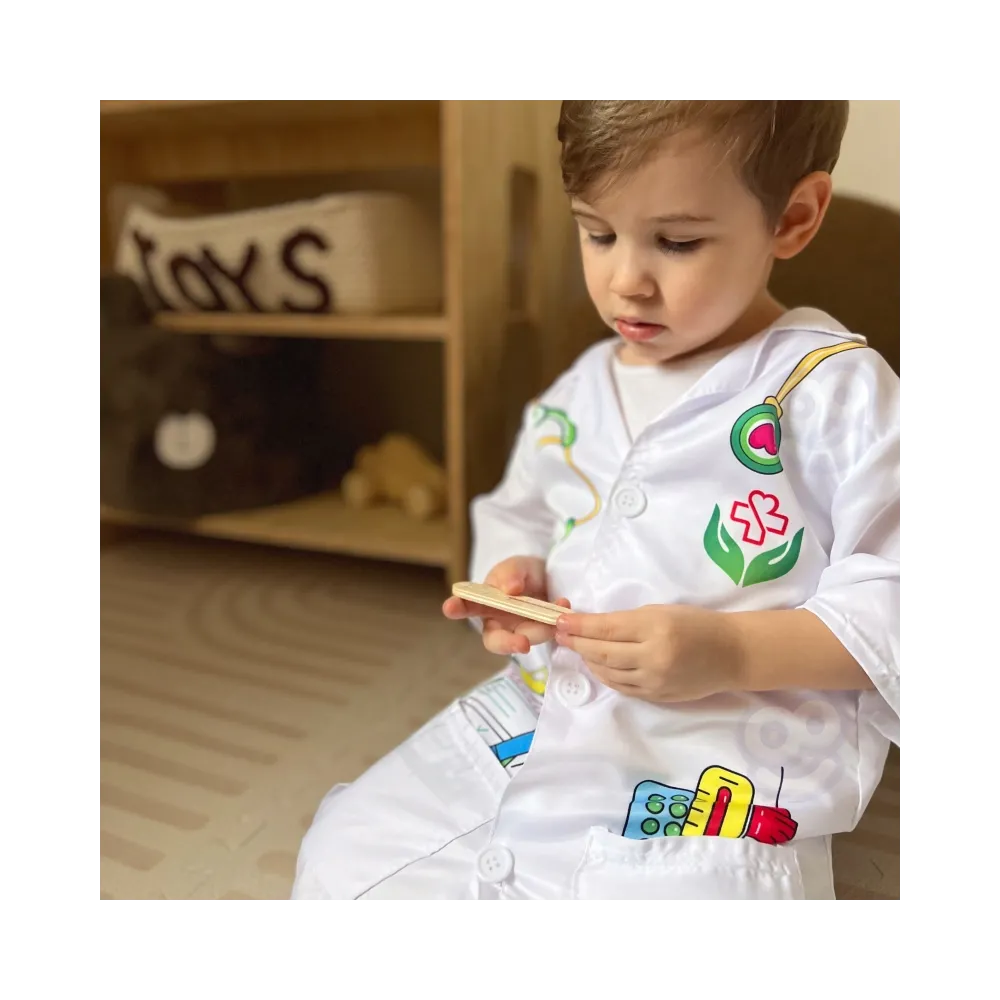 WOOPIE Strój Fartuch Lekarza Doktora Ubranko dla Dzieci do ok. 120 cm