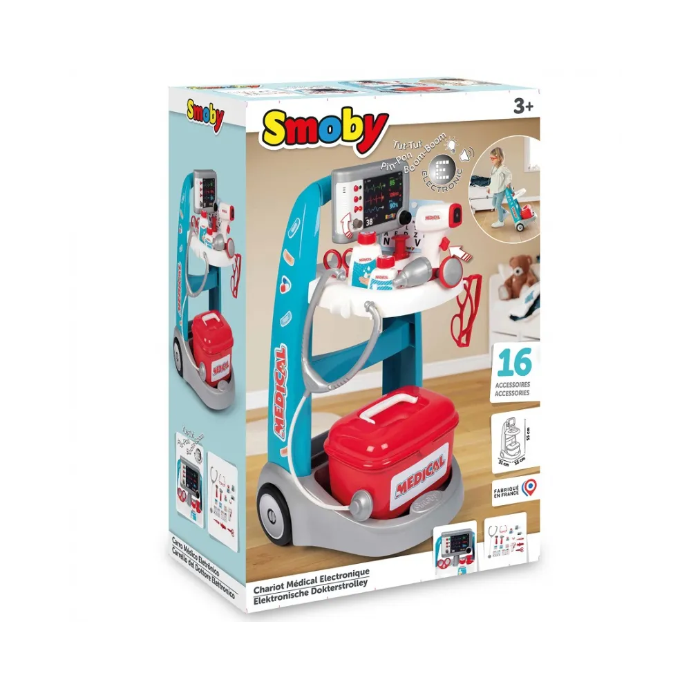 SMOBY Elektroniczny Wózek Medyczny Lekarski 16 akcesoriów