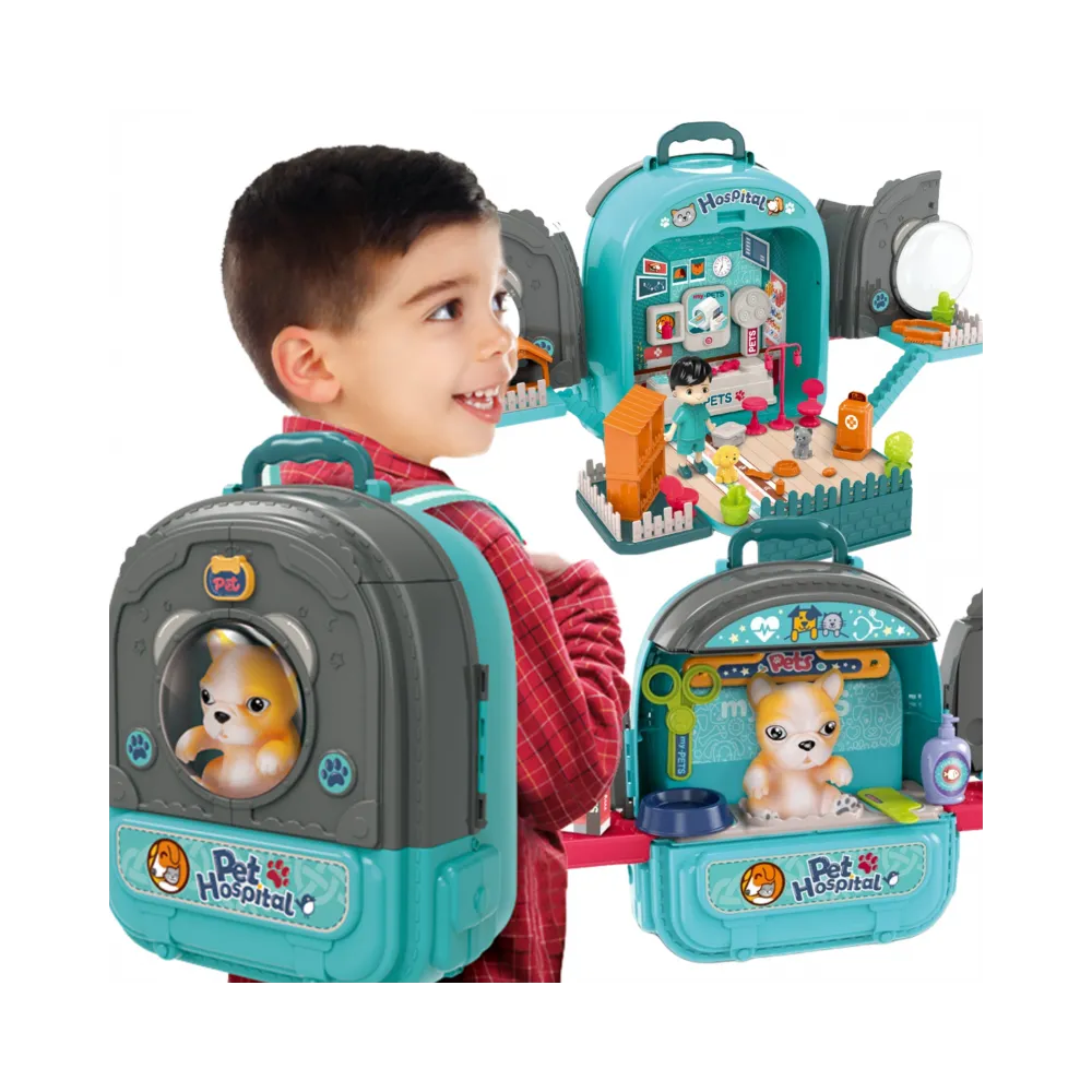 WOOPIE Zestaw Małego Weterynarza 3w1 Domek w Plecaku Piesek