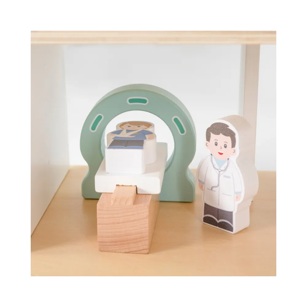 VIGA Drewniany Szpital Z Karetką Winda Zestaw 15 el