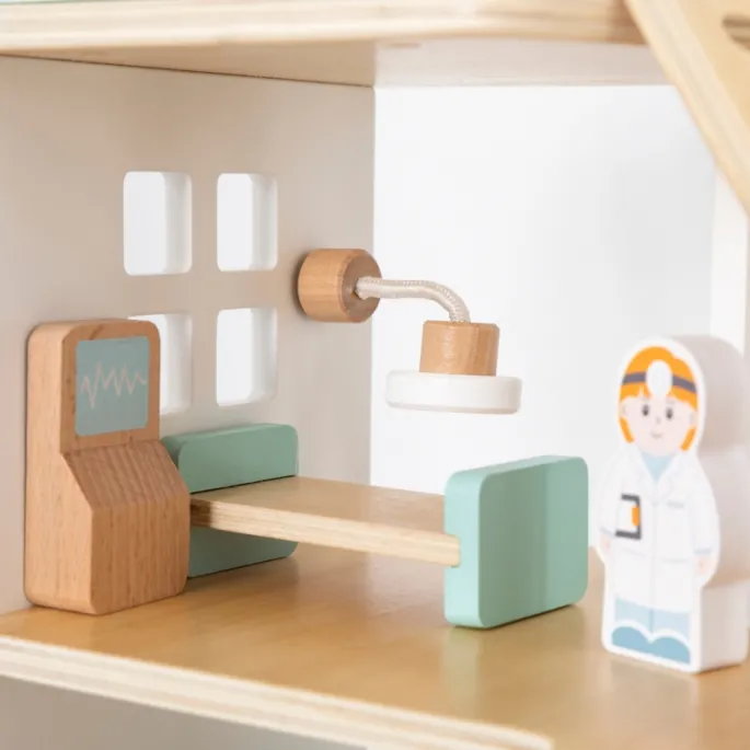 3-piętrowy budynek szpitala z tomografem i salą operacyjną