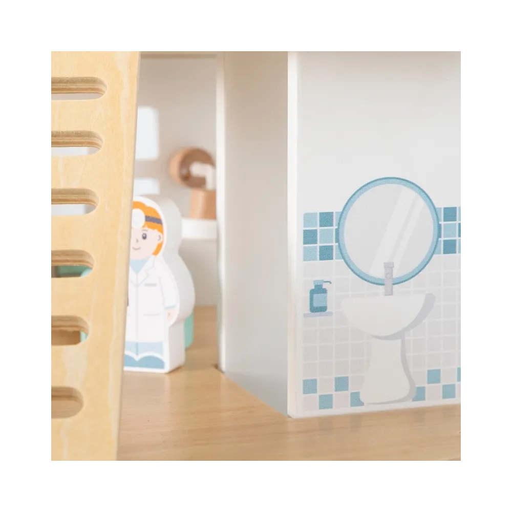 VIGA Drewniany Szpital Z Karetką Winda Zestaw 15 el