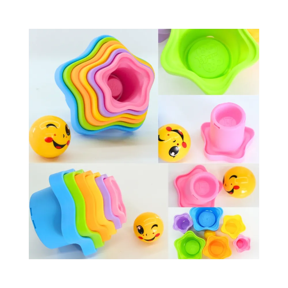 WOOPIE BABY Piramidka Sensoryczne Kubeczki Gwiazdki + Piłeczka