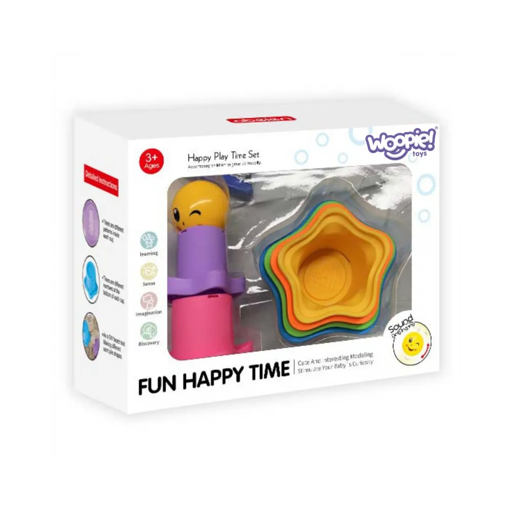 WOOPIE BABY Piramidka Sensoryczne Kubeczki Gwiazdki + Piłeczka