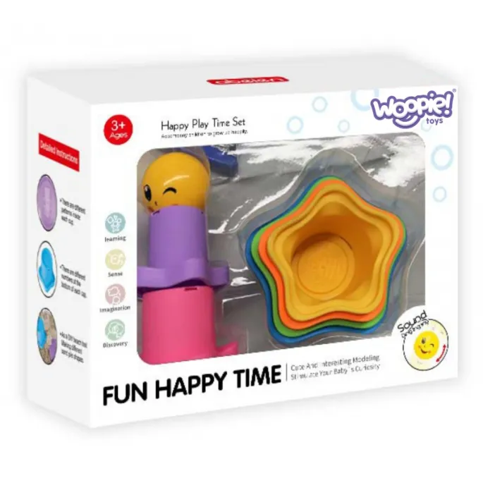 Wesoła piłeczka na szczycie piramidki do zabawy dla maluchów