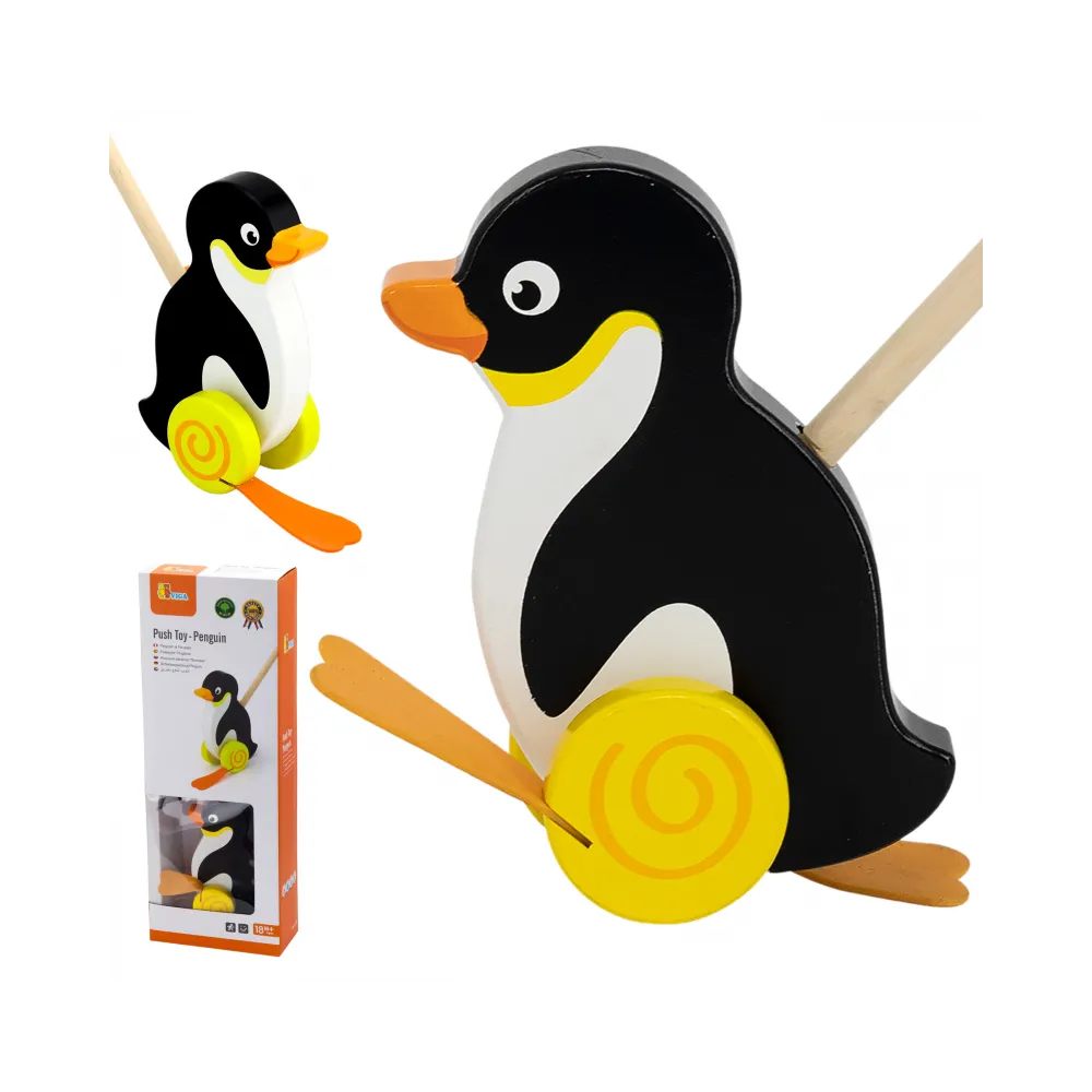 Drewniany pchacz Pingwin idealny dla maluchów
