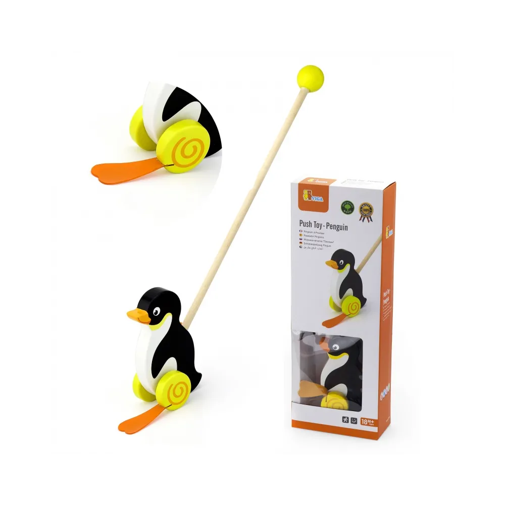 Pchacz z ruchomymi łapkami pingwina dla dzieci