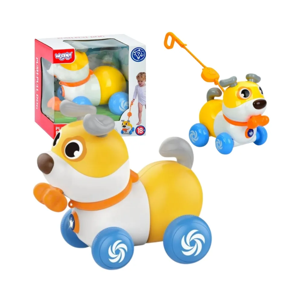 Interaktywny piesek do nauki chodzenia dla maluchów.
