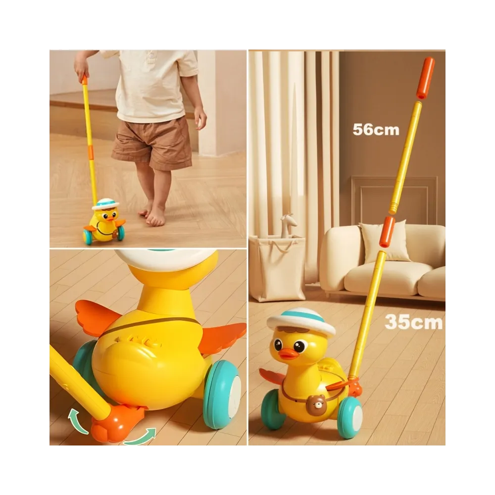 Stabilny pchacz z regulowanym kijem i przyjaznym designem