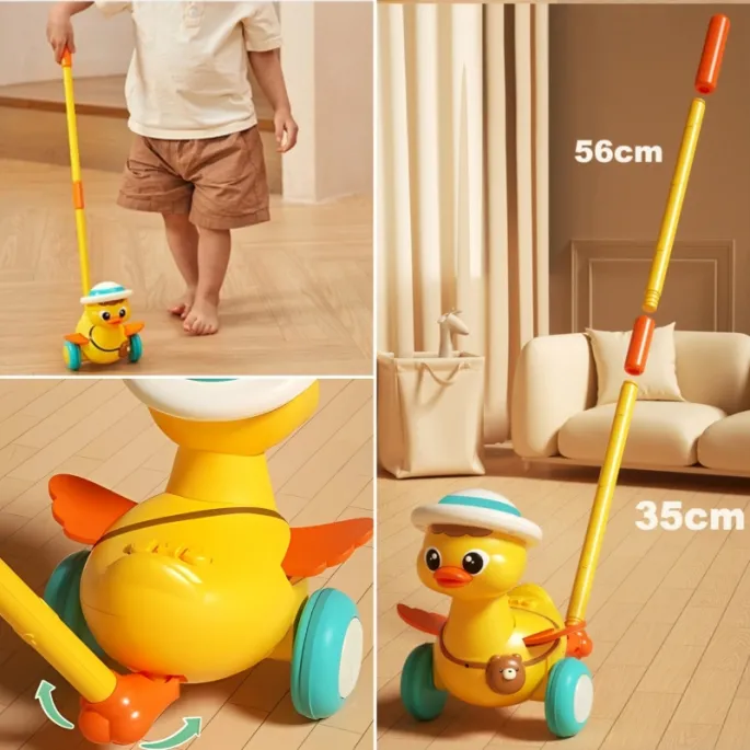 Stabilny pchacz z regulowanym kijem i przyjaznym designem