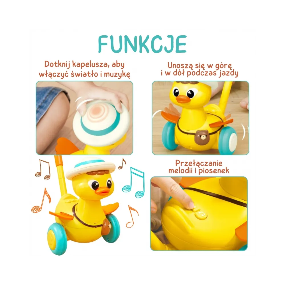 Kaczuszka z efektem podskakiwania kółek podczas zabawy