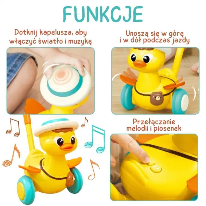 Kaczuszka z efektem podskakiwania kółek podczas zabawy