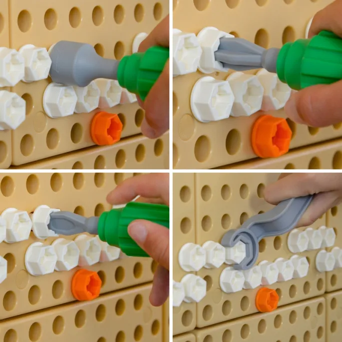 Śrubokręt z wymiennymi końcówkami w zestawie Masterkidz.