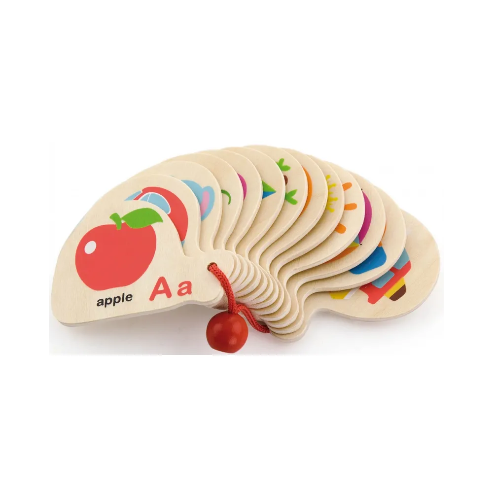 VIGA Drewniana Książeczka do Nauki Alfabetu i Angielskiego Montessori