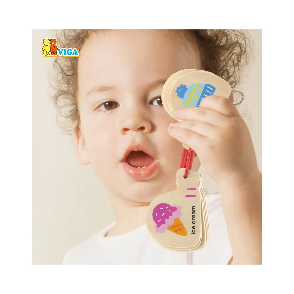 VIGA Drewniana Książeczka do Nauki Alfabetu i Angielskiego Montessori