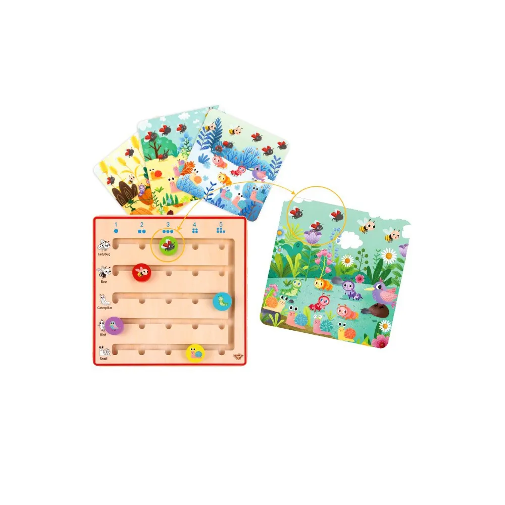 TOOKY TOY Drewniana Gra Nauka Liczenia Zwierzątka