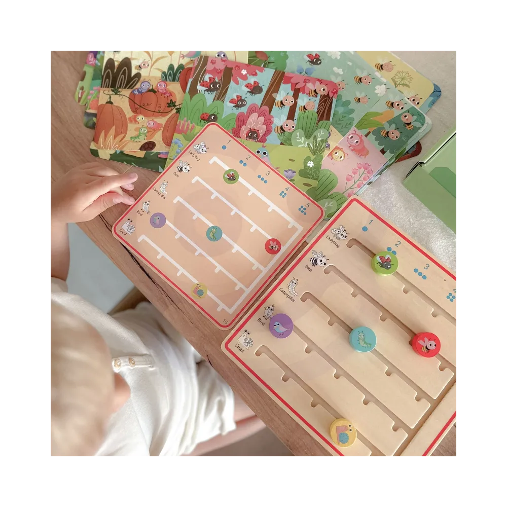 TOOKY TOY Drewniana Gra Nauka Liczenia Zwierzątka