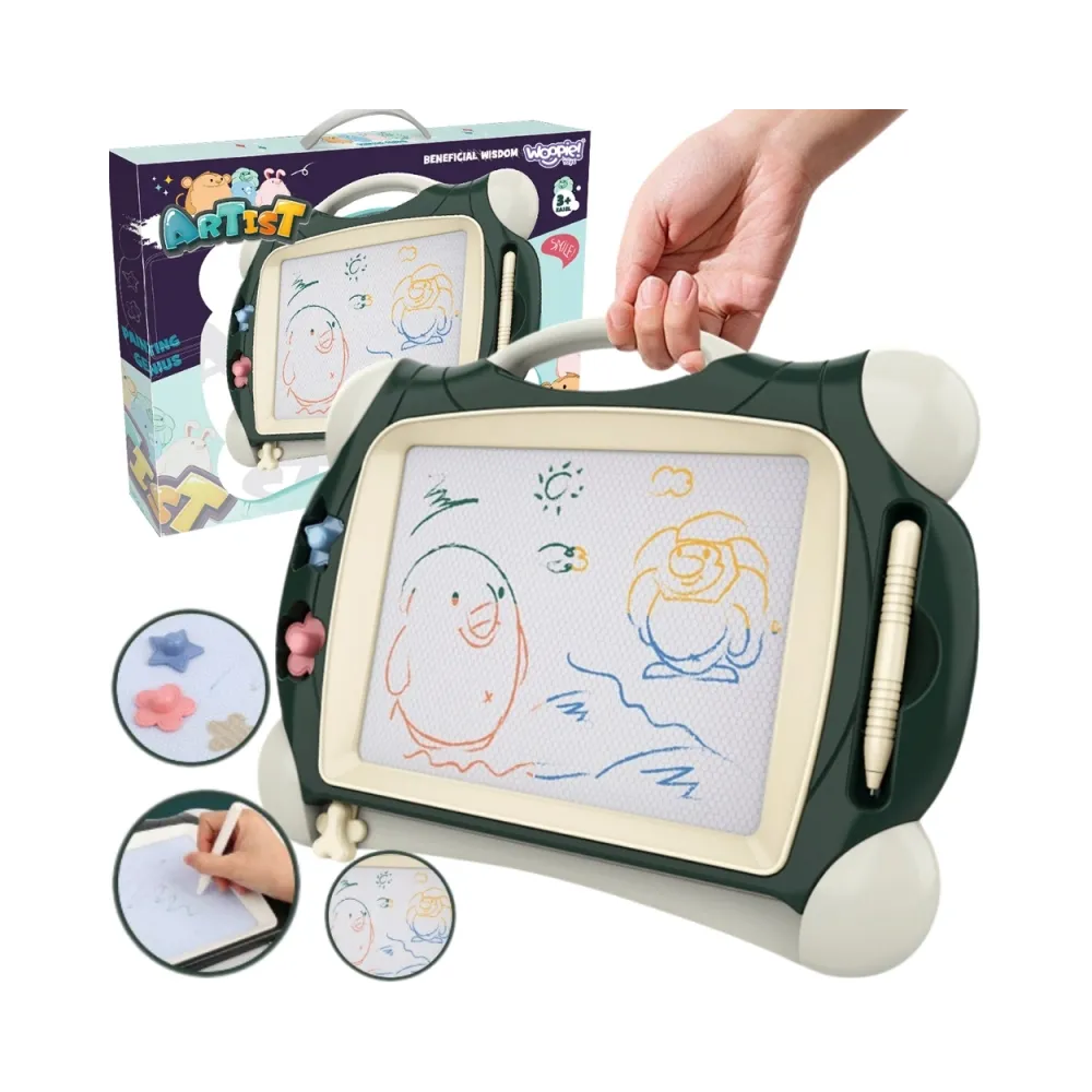 WOOPIE Znikopis Tablica Magnetyczna Kolorowa + 2 Stempelki Zielony