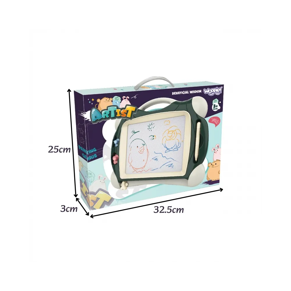 WOOPIE Znikopis Tablica Magnetyczna Kolorowa + 2 Stempelki Zielony