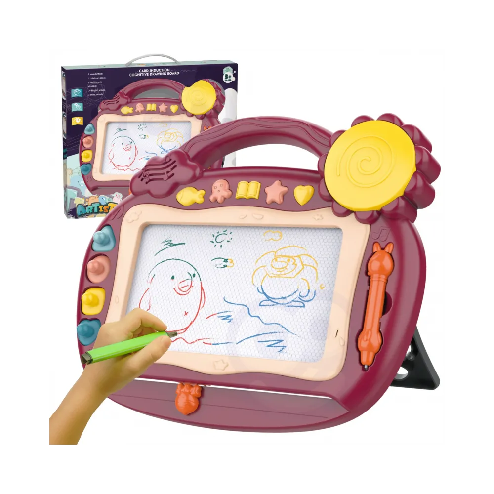 WOOPIE Znikopis Tablica Magnetyczna Kolorowa Stempelki Bordowy