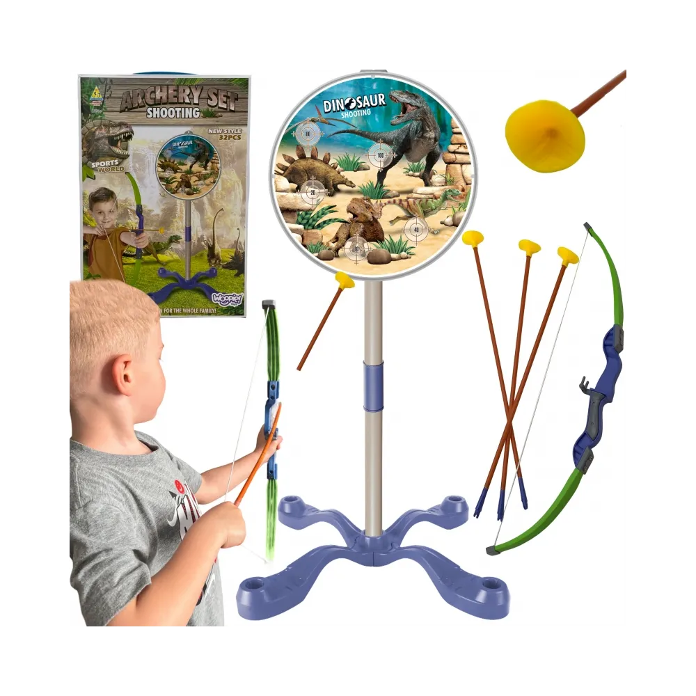 WOOPIE Zestaw Małego Łucznika Dinozaury Łuk Strzały Tarcza 32 el.