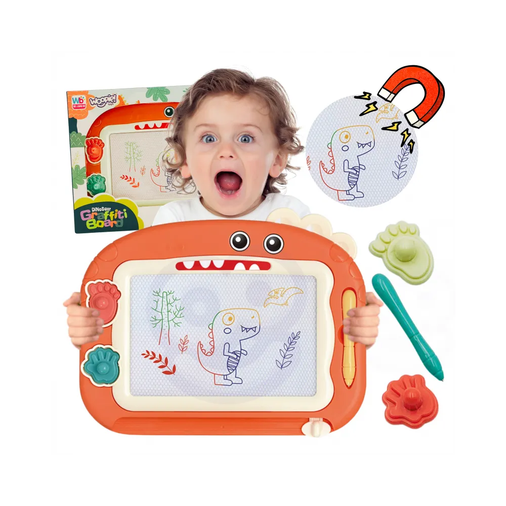 WOOPIE Znikopis Tablica Magnetyczna Kolorowa + 2 Stempelki Dinozaur